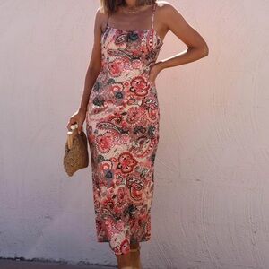 Elegant Floral Midi Dress in Pink
